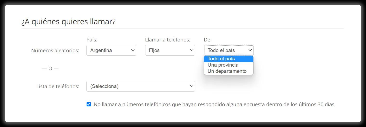 Llama a teléfonos fijos o móviles aleatorios de Argentina