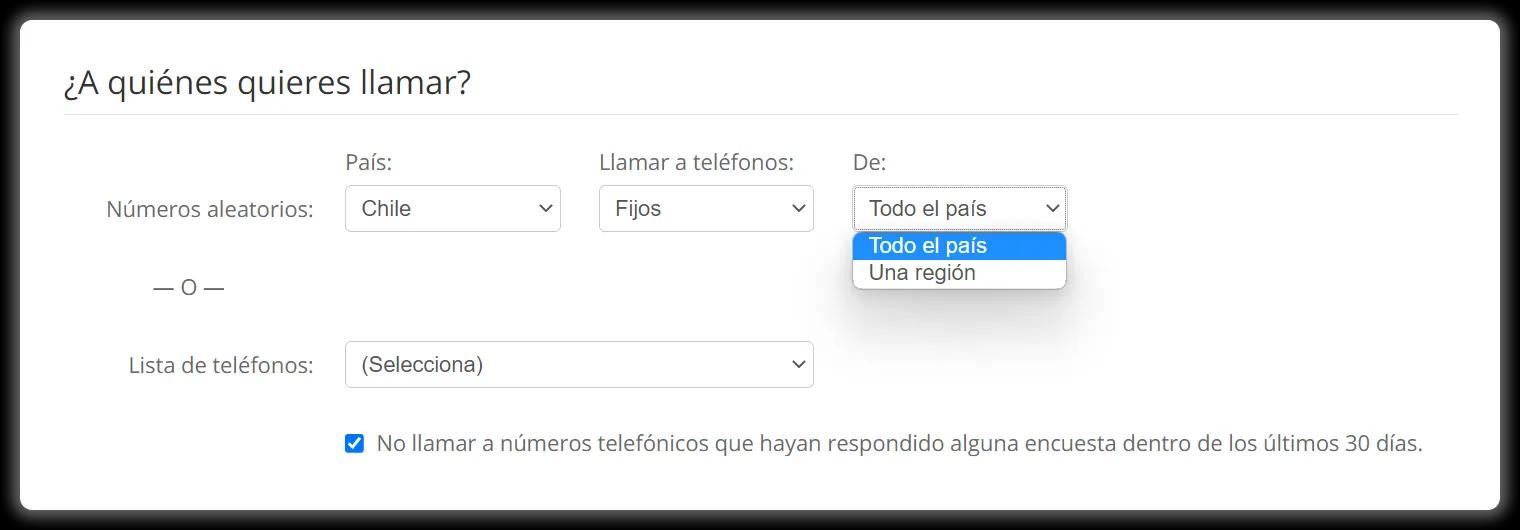 Llama a teléfonos fijos o móviles aleatorios de Chile