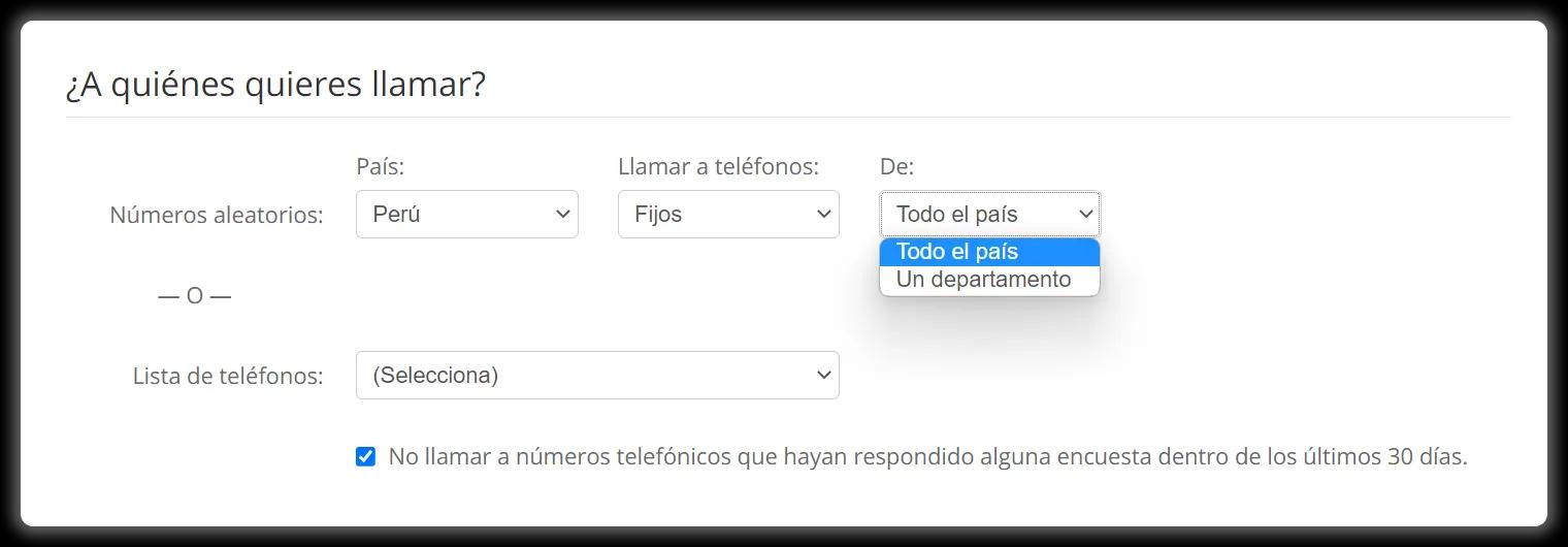 Llama a teléfonos fijos o móviles aleatorios de Perú