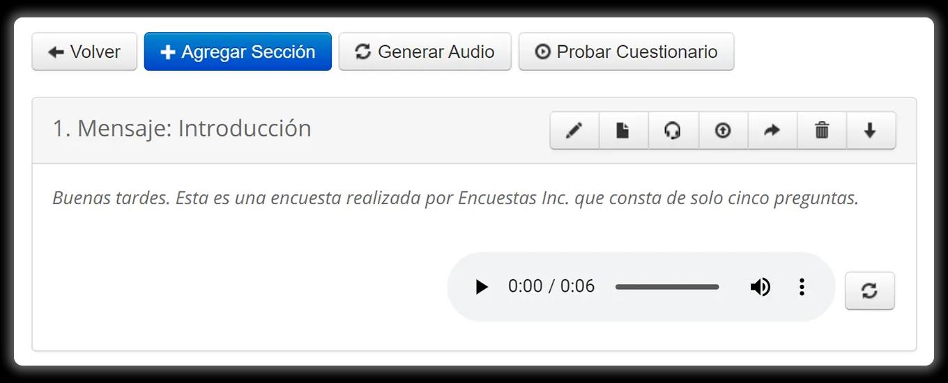 Generar el audio de todo el cuestionario